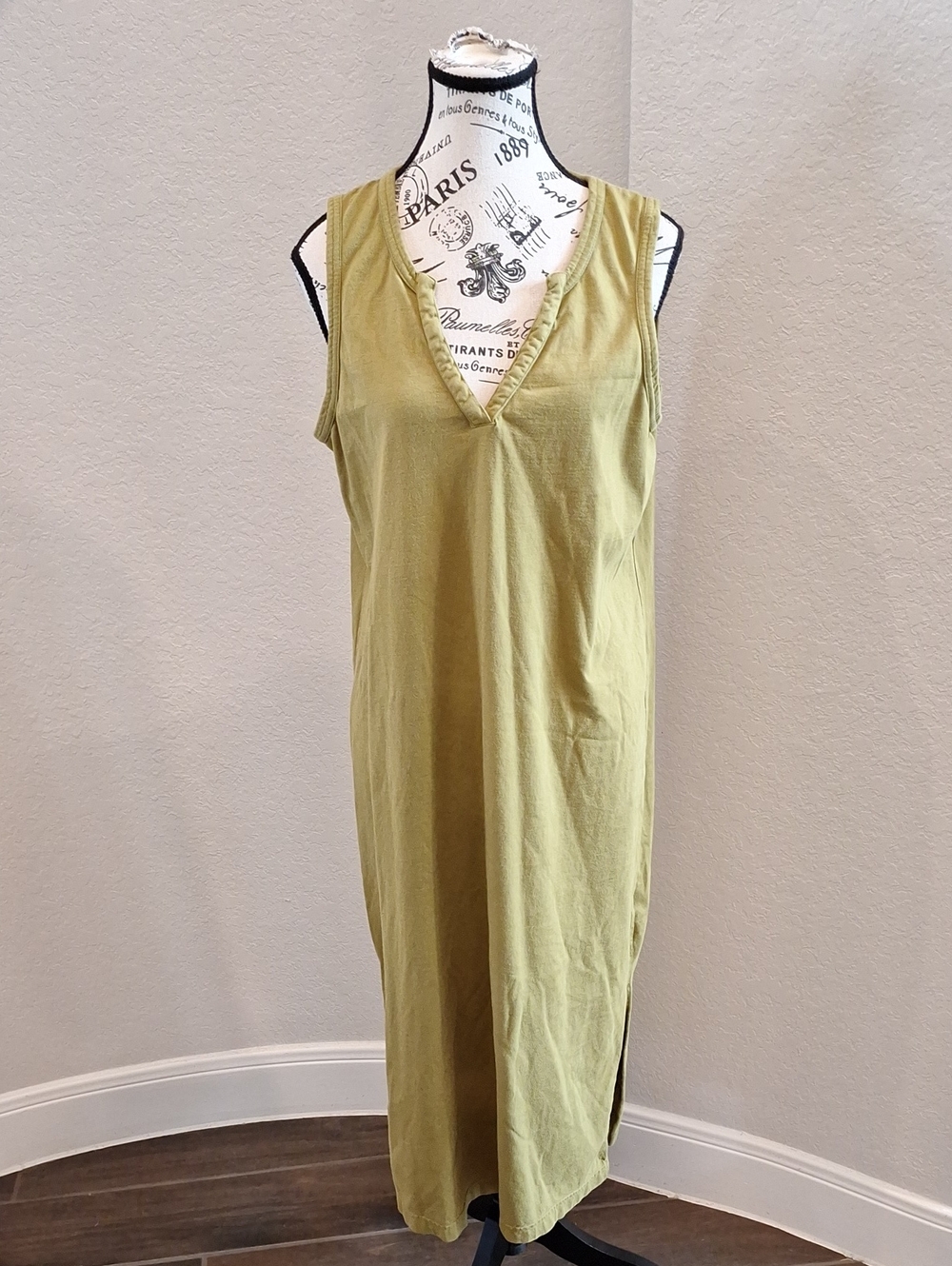 Pact The Frame Organic Cotton Midi Dress Chartreuse Size L